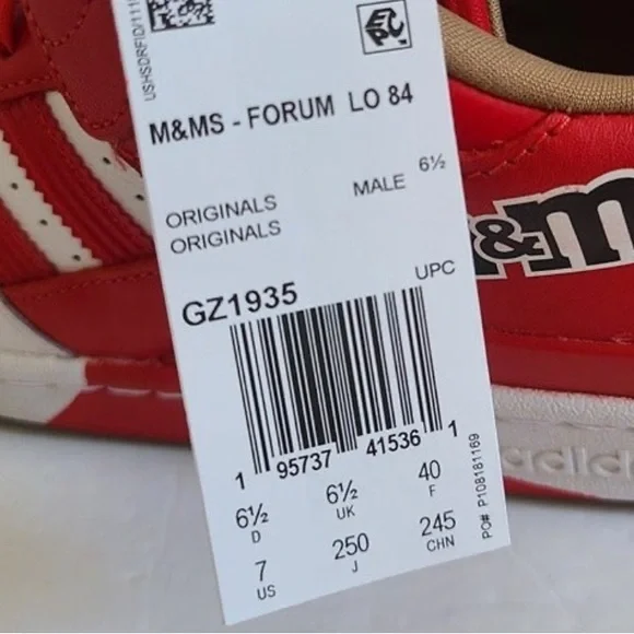 NEW Adidas Forum Low 84 M&M's GZ1935 White Red UNISEX men’s 7 women’s 8-8.5